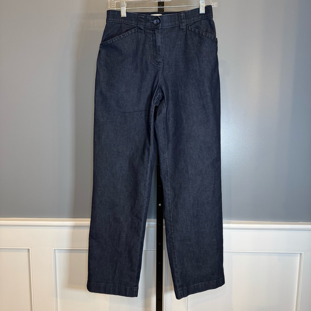 L.L.Bean Classic Fit High Rise Straight Leg Dark Wash Denim Pants 4 - Picture 2 of 12